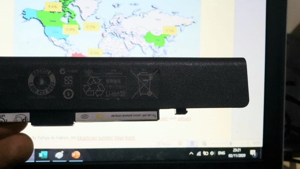 Gambar 1. Lithium dijumpai pada baterai peralatan elektronik dan moda transportasi masyarakat modern kendaraan listrik atau hybrid. Foto penulis.