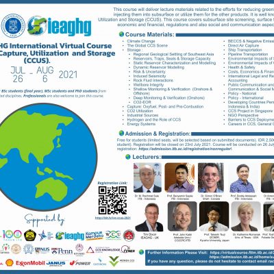 TB-IEAGHG INTERNATIONAL VIRTUAL COURSE ON CARBON CAPTURE, UTILIZATION AND STORAGE (CCUS)
